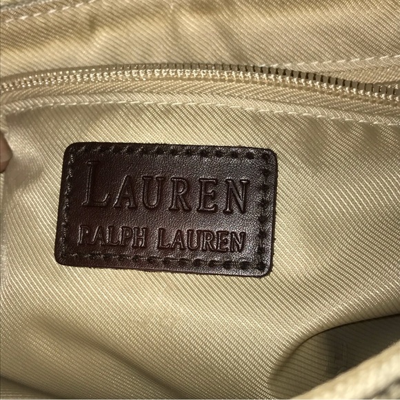 Ralph Lauren Purse - Shoulder, 12”x7”x3”, cream and brown, multiple pockets. - Picture 3 of 10